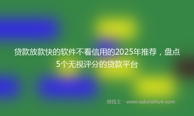 贷款放款快的软件不看信用的2025年推荐，盘点5个无视评分的贷款平台
