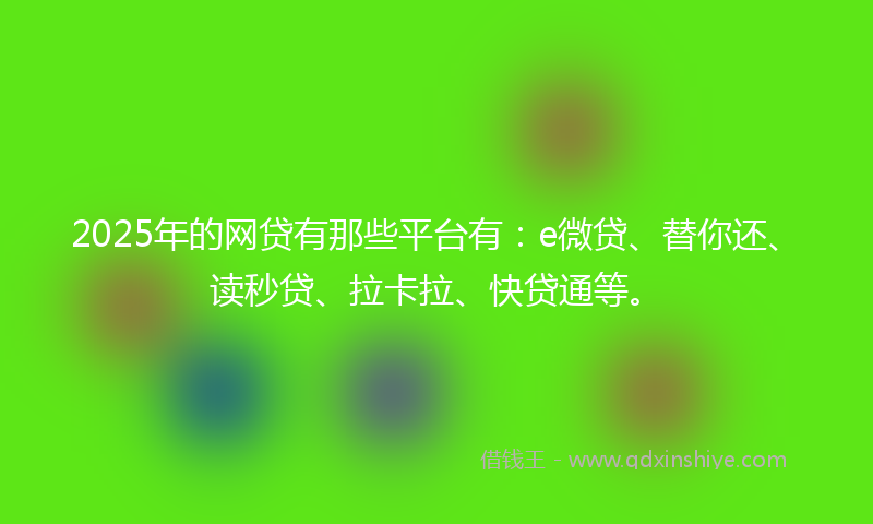2025年的网贷有那些平台有：e微贷、替你还、读秒贷、拉卡拉、快贷通等。
