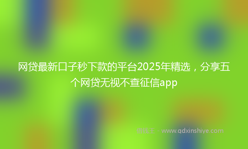 网贷最新口子秒下款的平台2025年精选，分享五个网贷无视不查征信app