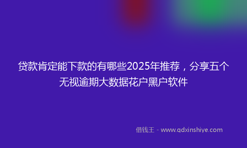 贷款肯定能下款的有哪些2025年推荐，分享五个无视逾期大数据花户黑户软件