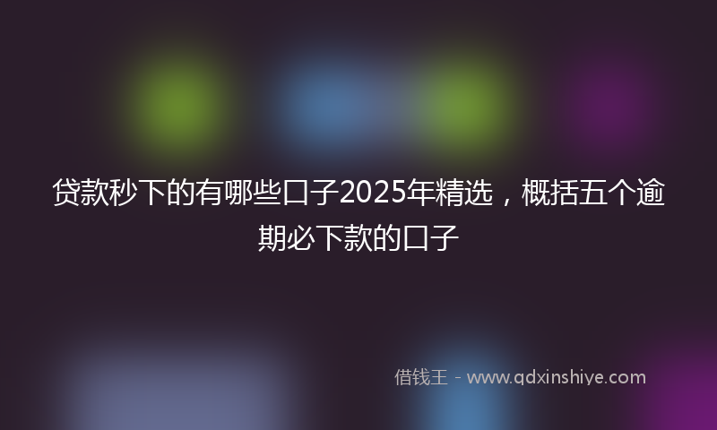 贷款秒下的有哪些口子2025年精选，概括五个逾期必下款的口子