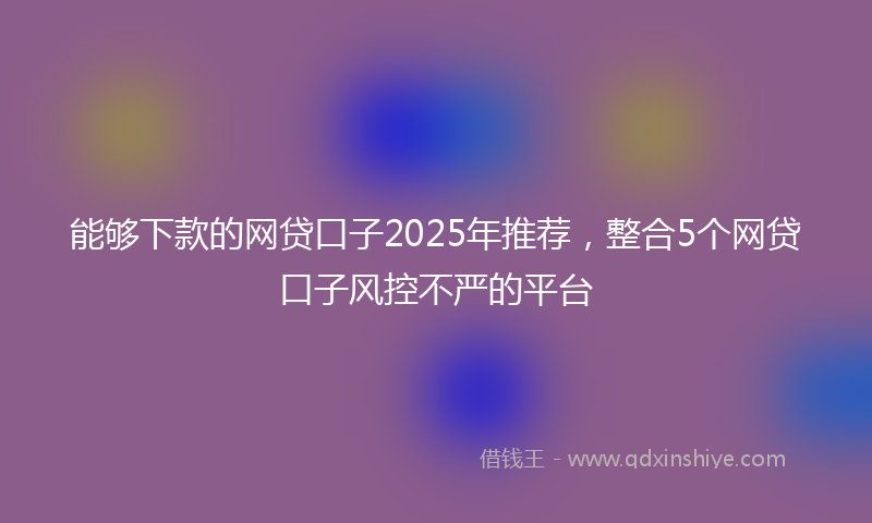 能够下款的网贷口子2025年推荐，整合5个网贷口子风控不严的平台