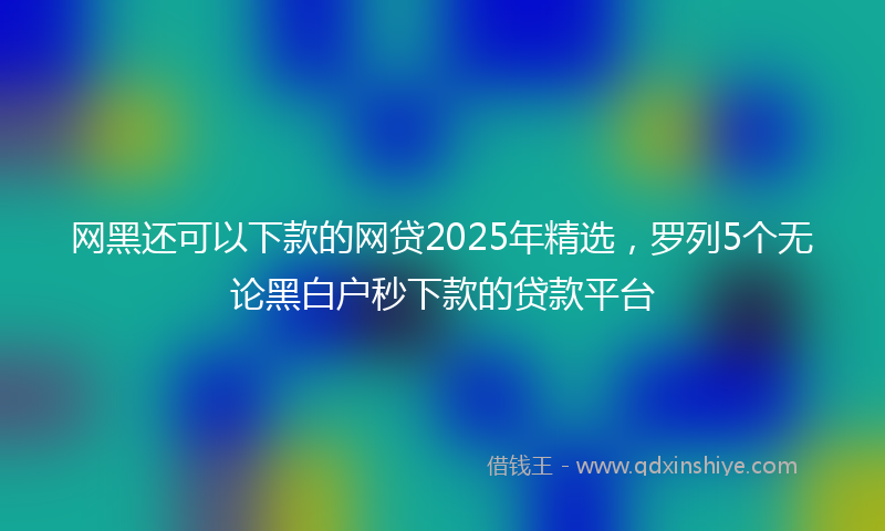 网黑还可以下款的网贷2025年精选，罗列5个无论黑白户秒下款的贷款平台