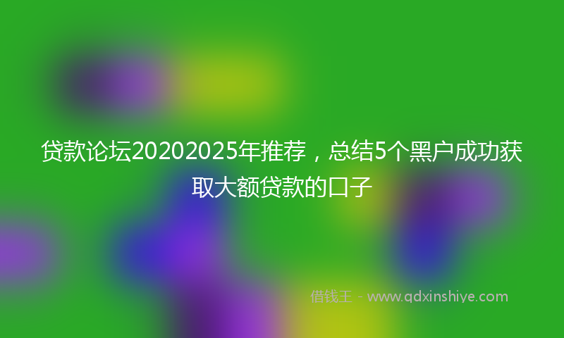 贷款论坛20202025年推荐，总结5个黑户成功获取大额贷款的口子