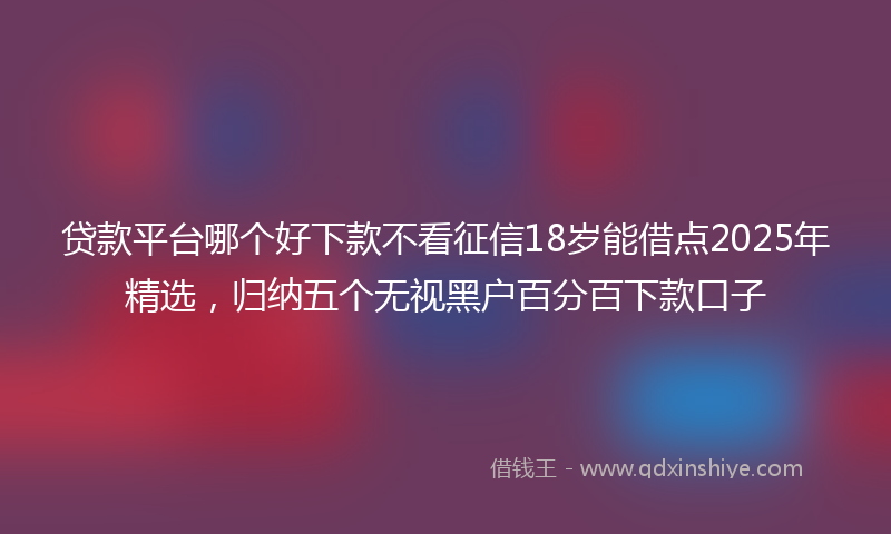 贷款平台哪个好下款不看征信18岁能借点2025年精选，归纳五个无视黑户百分百下款口子