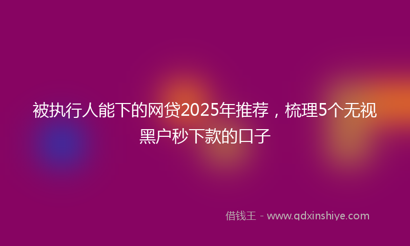 被执行人能下的网贷2025年推荐，梳理5个无视黑户秒下款的口子