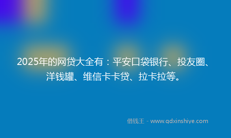 2025年的网贷大全有：平安口袋银行、投友圈、洋钱罐、维信卡卡贷、拉卡拉等。