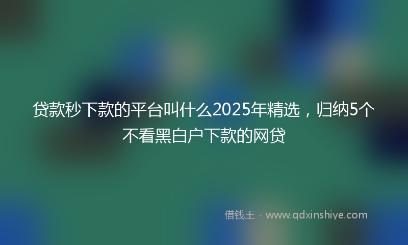 贷款秒下款的平台叫什么2025年精选，归纳5个不看黑白户下款的网贷