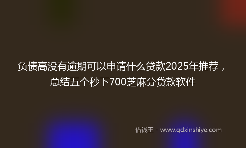 负债高没有逾期可以申请什么贷款2025年推荐，总结五个秒下700芝麻分贷款软件