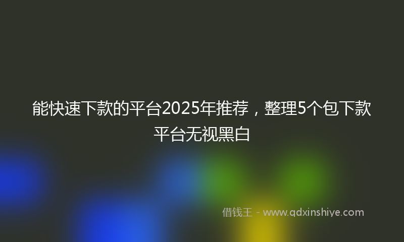 能快速下款的平台2025年推荐，整理5个包下款平台无视黑白