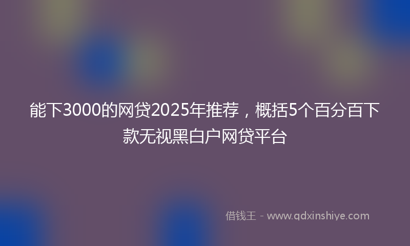 能下3000的网贷2025年推荐，概括5个百分百下款无视黑白户网贷平台