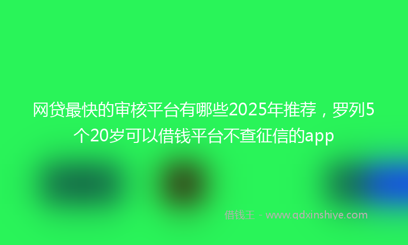 网贷最快的审核平台有哪些2025年推荐，罗列5个20岁可以借钱平台不查征信的app