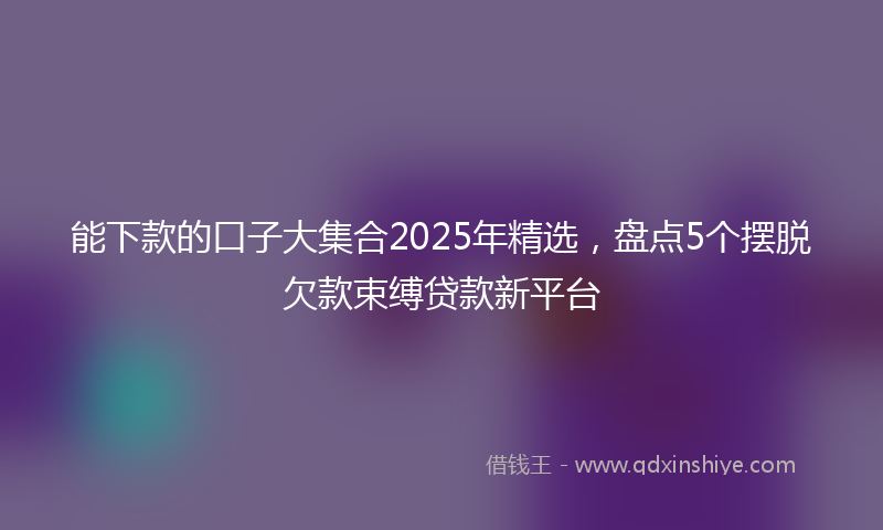 能下款的口子大集合2025年精选，盘点5个摆脱欠款束缚贷款新平台