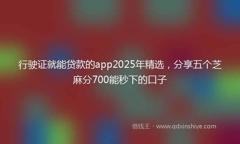 行驶证就能贷款的app2025年精选，分享五个芝麻分700能秒下的口子