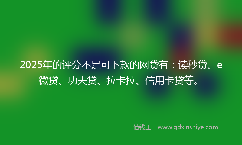 2025年的评分不足可下款的网贷有：读秒贷、e微贷、功夫贷、拉卡拉、信用卡贷等。