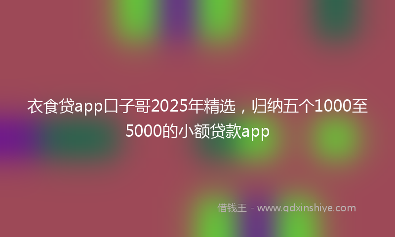 衣食贷app口子哥2025年精选，归纳五个1000至5000的小额贷款app