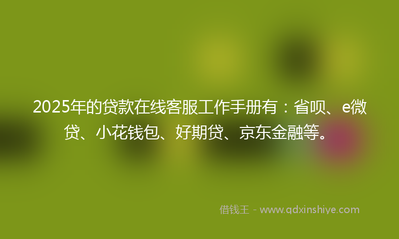 2025年的贷款在线客服工作手册有：省呗、e微贷、小花钱包、好期贷、京东金融等。