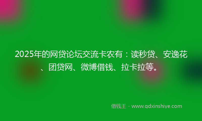 2025年的网贷论坛交流卡农有：读秒贷、安逸花、团贷网、微博借钱、拉卡拉等。