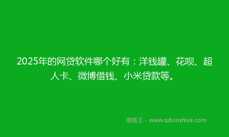 2025年的网贷软件哪个好有：洋钱罐、花呗、超人卡、微博借钱、小米贷款等。