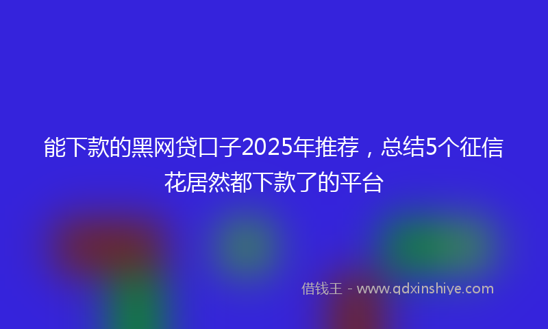 能下款的黑网贷口子2025年推荐，总结5个征信花居然都下款了的平台