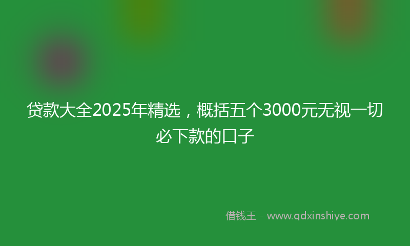 贷款大全2025年精选，概括五个3000元无视一切必下款的口子