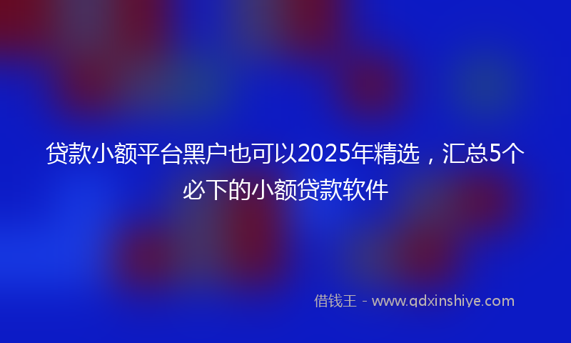 贷款小额平台黑户也可以2025年精选，汇总5个必下的小额贷款软件