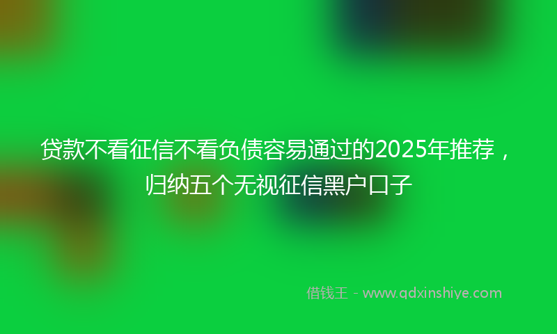 贷款不看征信不看负债容易通过的2025年推荐，归纳五个无视征信黑户口子