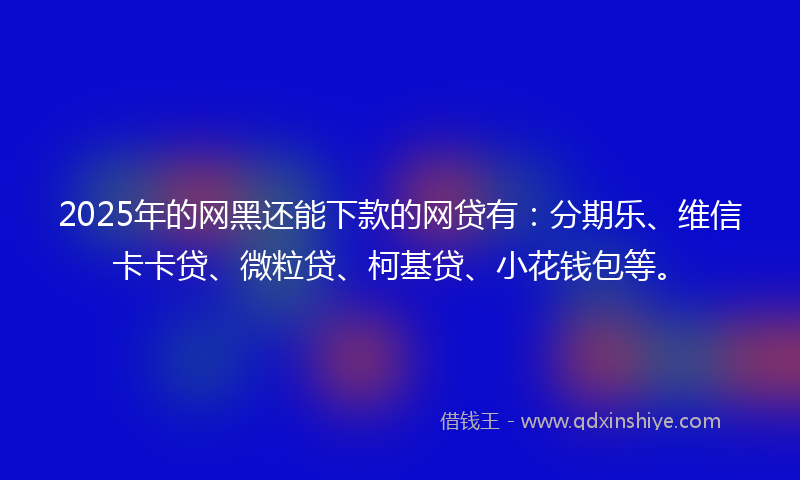 2025年的网黑还能下款的网贷有：分期乐、维信卡卡贷、微粒贷、柯基贷、小花钱包等。