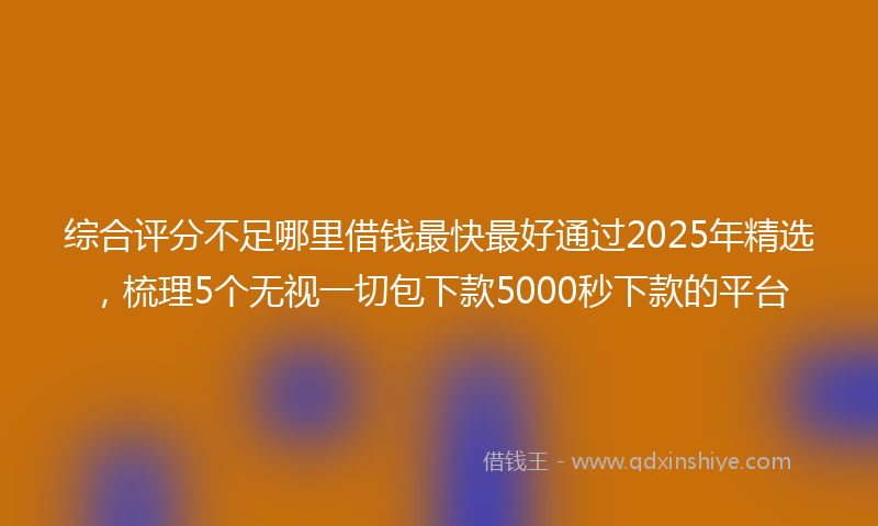 综合评分不足哪里借钱最快最好通过2025年精选，梳理5个无视一切包下款5000秒下款的平台