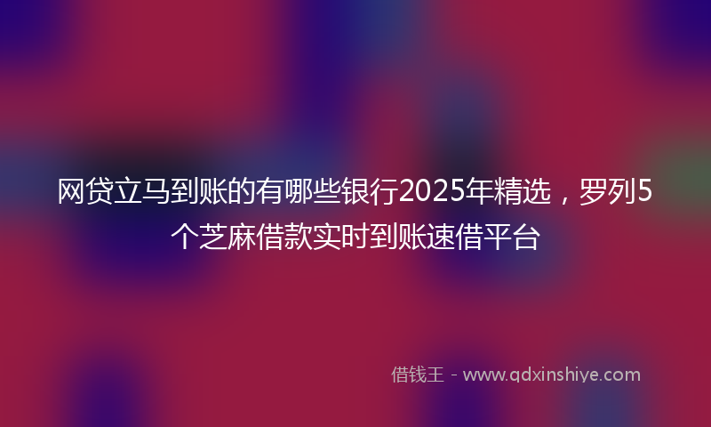 网贷立马到账的有哪些银行2025年精选，罗列5个芝麻借款实时到账速借平台