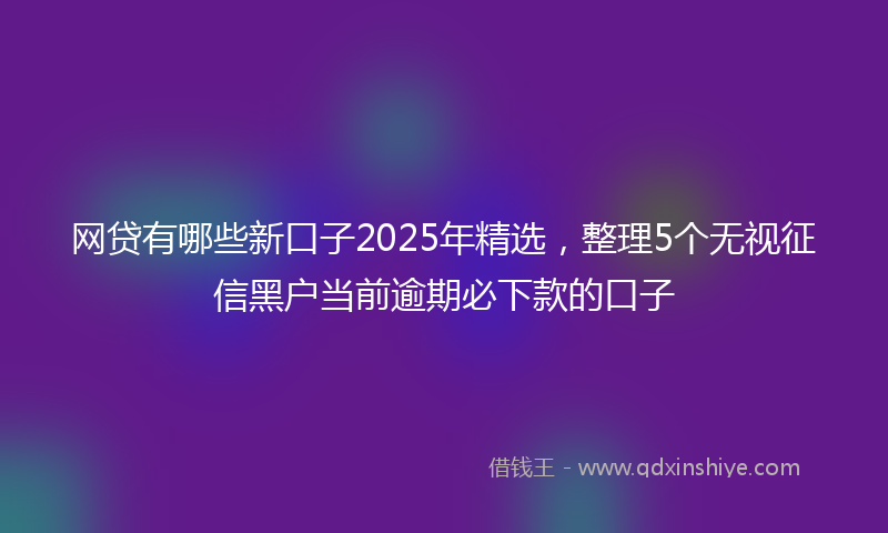 网贷有哪些新口子2025年精选，整理5个无视征信黑户当前逾期必下款的口子