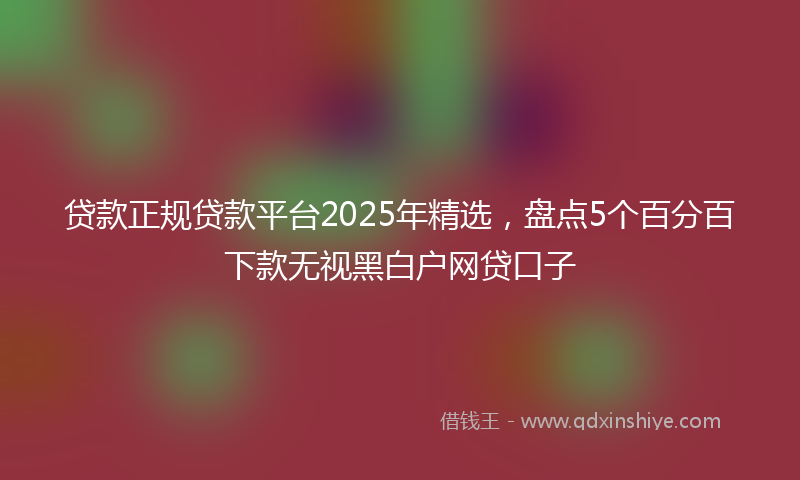 贷款正规贷款平台2025年精选，盘点5个百分百下款无视黑白户网贷口子