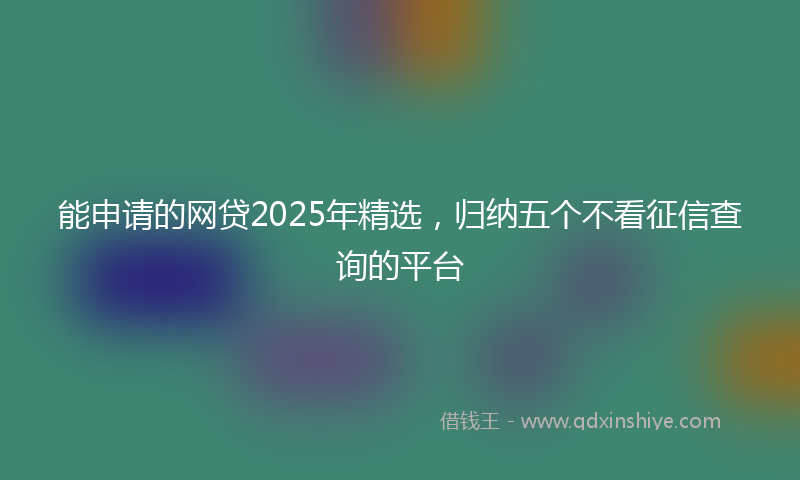 能申请的网贷2025年精选，归纳五个不看征信查询的平台