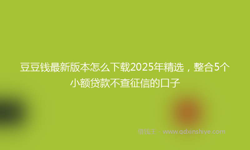 豆豆钱最新版本怎么下载2025年精选，整合5个小额贷款不查征信的口子