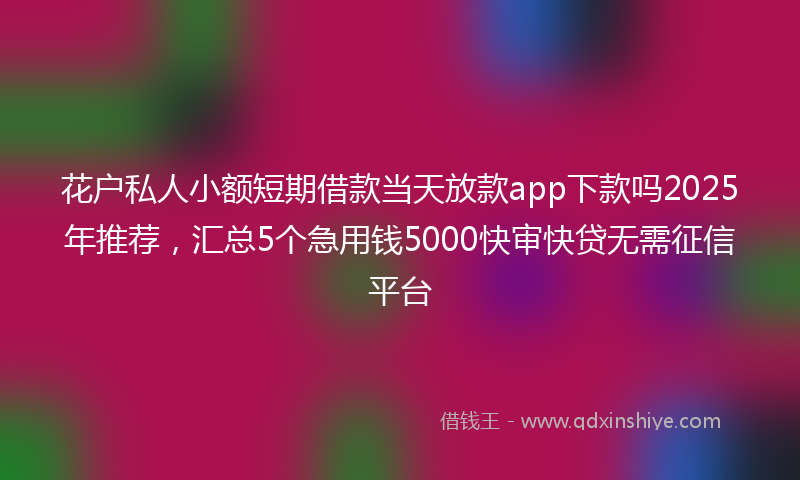 花户私人小额短期借款当天放款app下款吗2025年推荐，汇总5个急用钱5000快审快贷无需征信平台