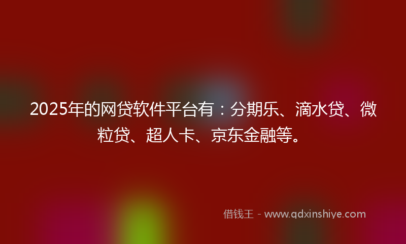 2025年的网贷软件平台有：分期乐、滴水贷、微粒贷、超人卡、京东金融等。