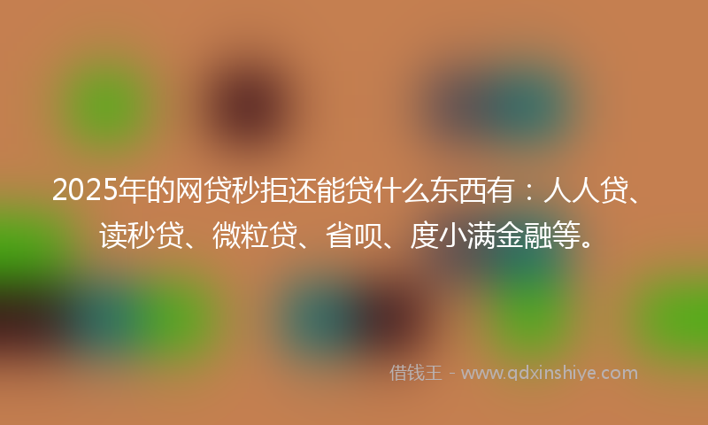 2025年的网贷秒拒还能贷什么东西有：人人贷、读秒贷、微粒贷、省呗、度小满金融等。