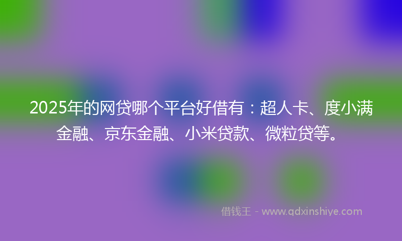2025年的网贷哪个平台好借有：超人卡、度小满金融、京东金融、小米贷款、微粒贷等。