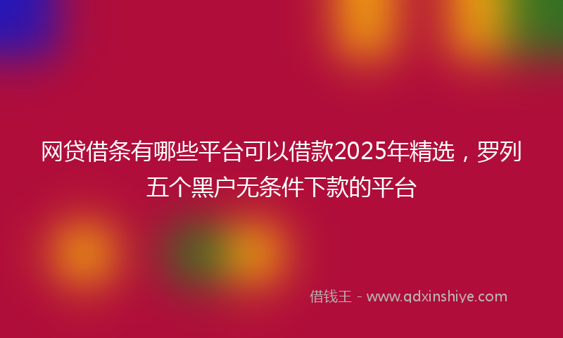 网贷借条有哪些平台可以借款2025年精选，罗列五个黑户无条件下款的平台