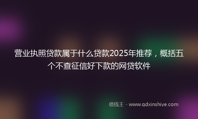 营业执照贷款属于什么贷款2025年推荐，概括五个不查征信好下款的网贷软件