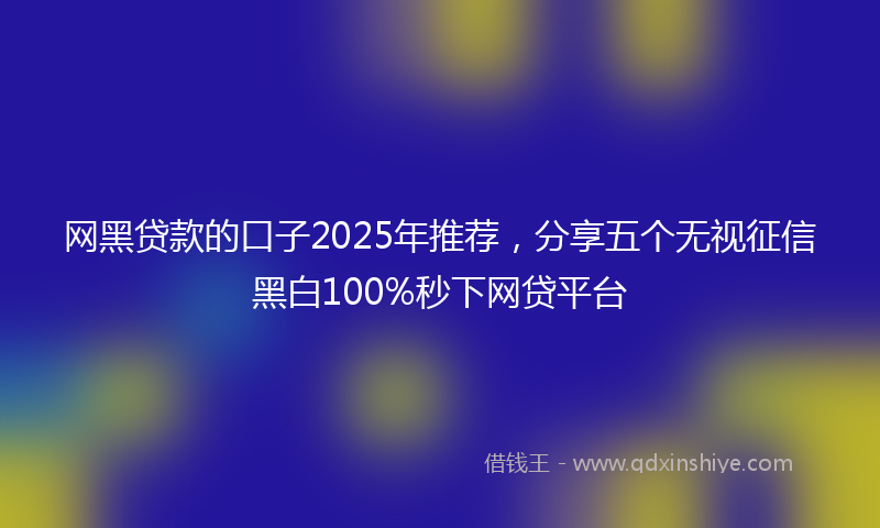 网黑贷款的口子2025年推荐，分享五个无视征信黑白100%秒下网贷平台