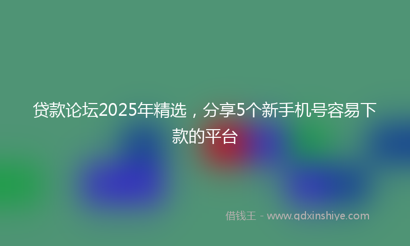 贷款论坛2025年精选，分享5个新手机号容易下款的平台