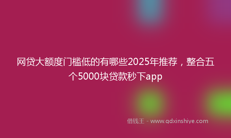 网贷大额度门槛低的有哪些2025年推荐，整合五个5000块贷款秒下app