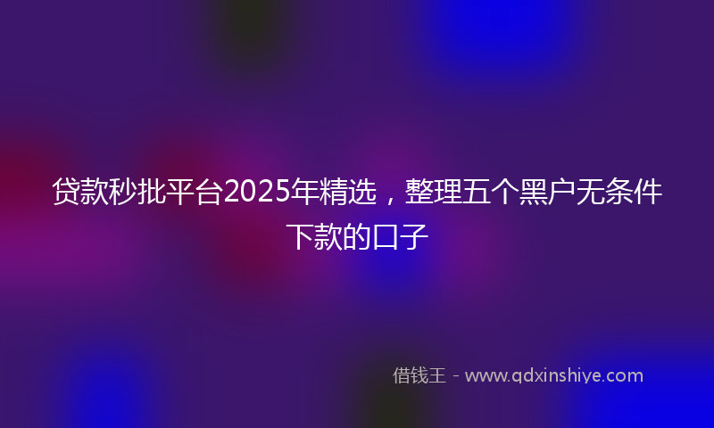 贷款秒批平台2025年精选，整理五个黑户无条件下款的口子