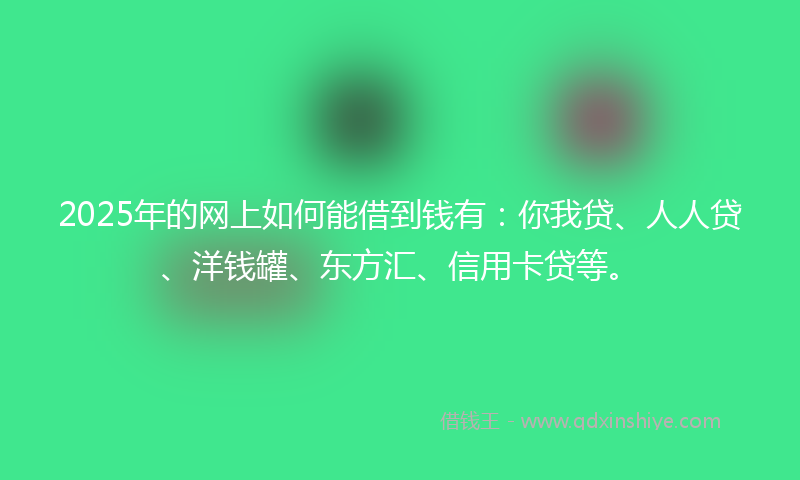 2025年的网上如何能借到钱有：你我贷、人人贷、洋钱罐、东方汇、信用卡贷等。