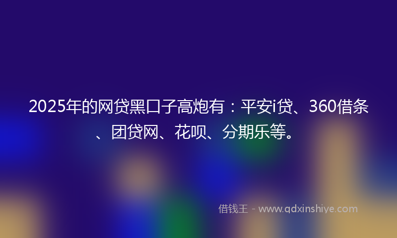2025年的网贷黑口子高炮有：平安i贷、360借条、团贷网、花呗、分期乐等。
