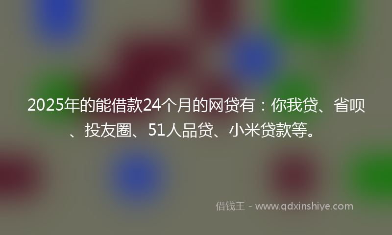 2025年的能借款24个月的网贷有：你我贷、省呗、投友圈、51人品贷、小米贷款等。