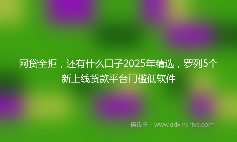 网贷全拒，还有什么口子2025年精选，罗列5个新上线贷款平台门槛低软件