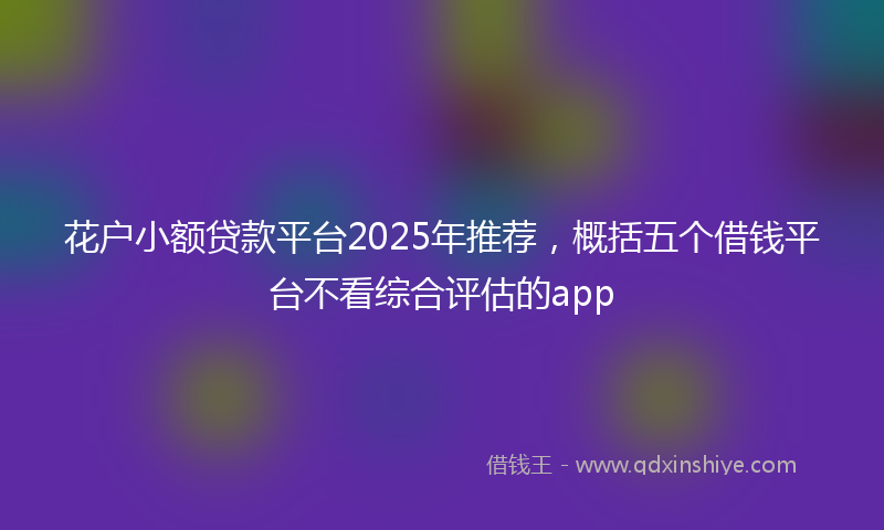 花户小额贷款平台2025年推荐，概括五个借钱平台不看综合评估的app