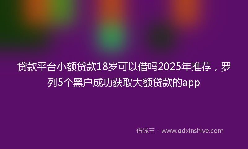 贷款平台小额贷款18岁可以借吗2025年推荐，罗列5个黑户成功获取大额贷款的app